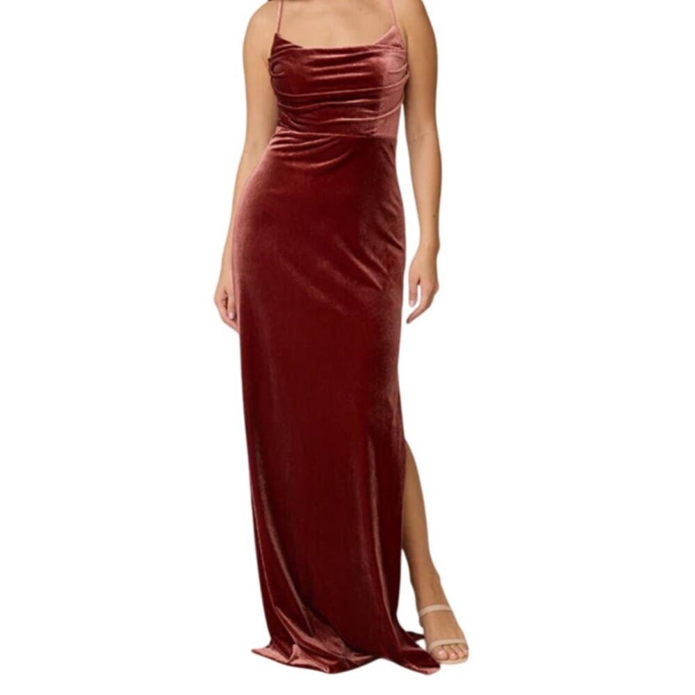 Revelry Velvet Maxi Dress in Deep Red